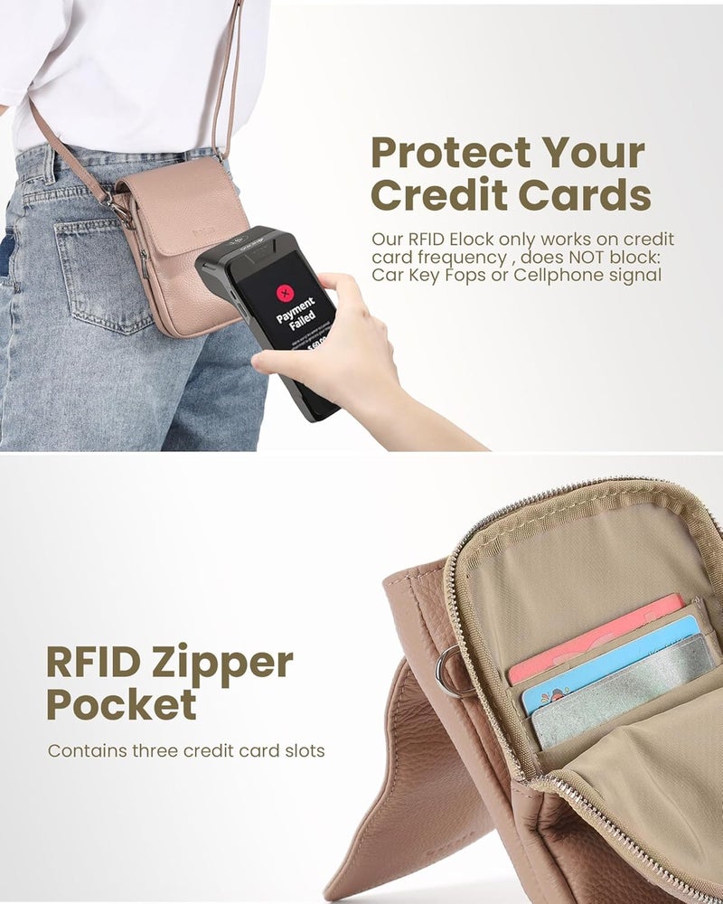 befen Genuine Leather Small Crossbody Bags for Women, Cell Phone Cross body Purse Bag with RFID Blocking Card Slots - Image 2